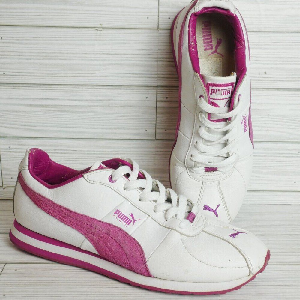 Puma Turin Womens Size 8.5 Leather White Rose Pink Pre-owned READ DESCRI…